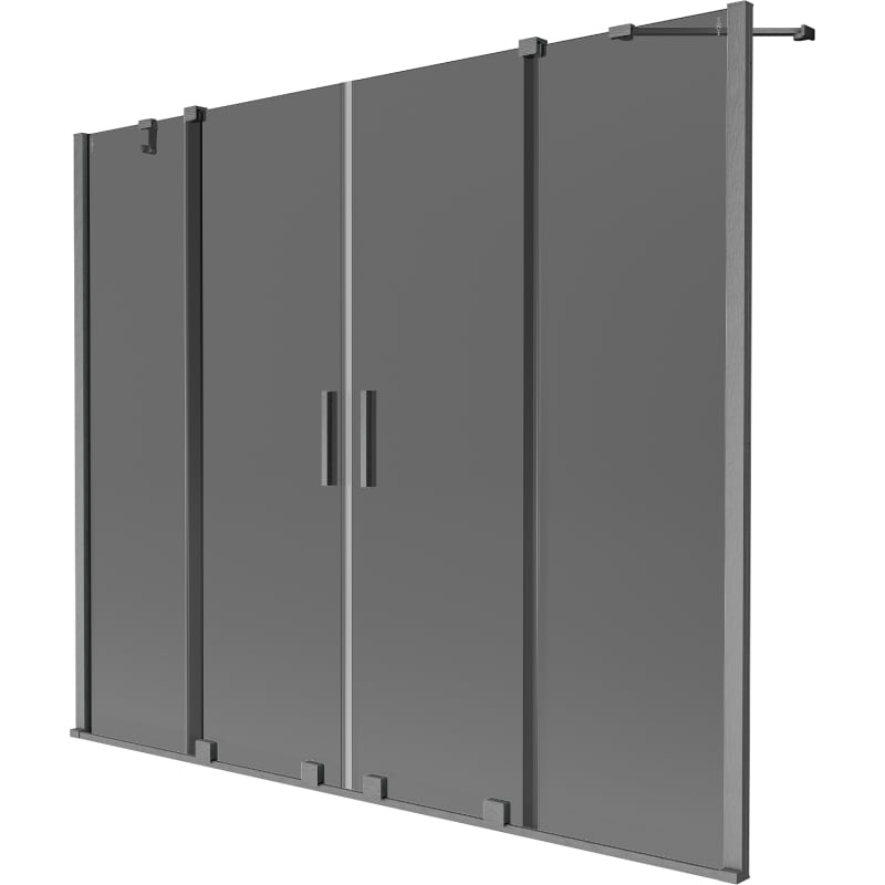 Mexen Velar Duo-Duschwand 2-flügelig, 190 x 150 cm, grafit, gebürstet, gun gray - 896-190-000-42-66