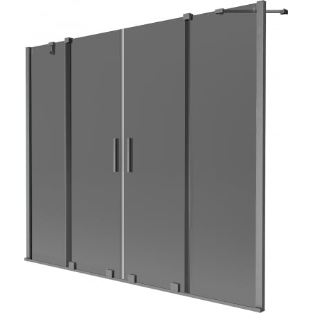 Mexen Velar Duo-Duschwand 2-flügelig, 190 x 150 cm, grafit, gebürstet, gun gray - 896-190-000-42-66