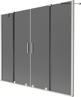 Mexen Velar Duo-Badewannenfaltwand, 2-flügelige Schiebetür 190 x 150 cm, Graphit, gebürsteter Nickel - 896-190-000-42-97