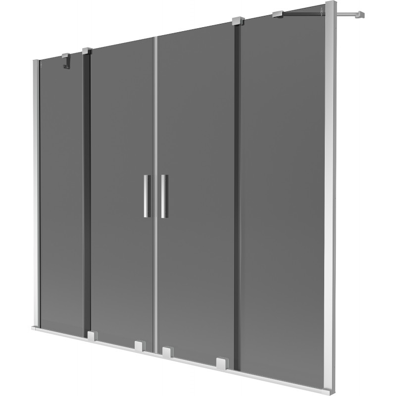 Mexen Velar Duo Badewannenabtrennung, 2-flügelig, schiebbar, 200 x 150 cm, Graphit, Chrom - 896-200-000-42-01