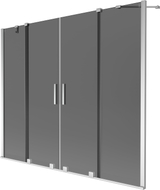 Mexen Velar Duo Badewannenabtrennung, 2-flügelig, schiebbar, 200 x 150 cm, Graphit, Chrom - 896-200-000-42-01