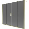 Mexen Velar Duo Badewannenabtrennung 2-flügelig verschiebbar 200 x 150 cm, graphit, gold - 896-200-000-42-50