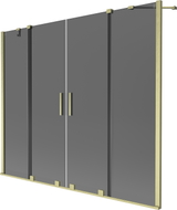 Mexen Velar Duo Badewannenabtrennung 2-flügelig verschiebbar 200 x 150 cm, graphit, gebürstetes Gold - 896-200-000-42-55