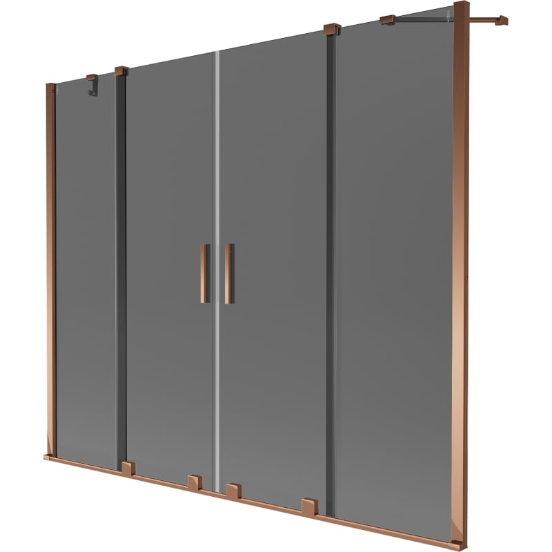 Mexen Velar Duo Badewannenabtrennung 2-flügelig verschiebbar 200 x 150 cm, Graphit, Roségold - 896-200-000-42-60