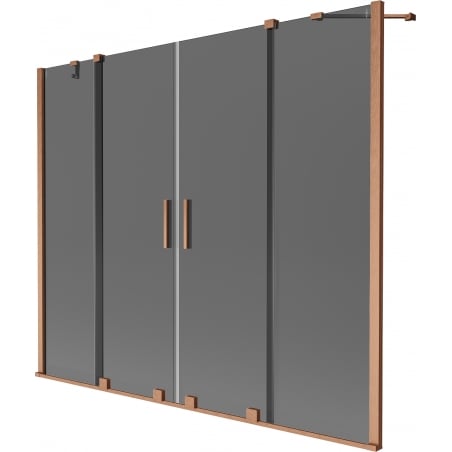 Mexen Velar Duo Badewannenwand 2-flügelig verschiebbar 200 x 150 cm, Graphit, gebürstetes Kupfer - 896-200-000-42-65
