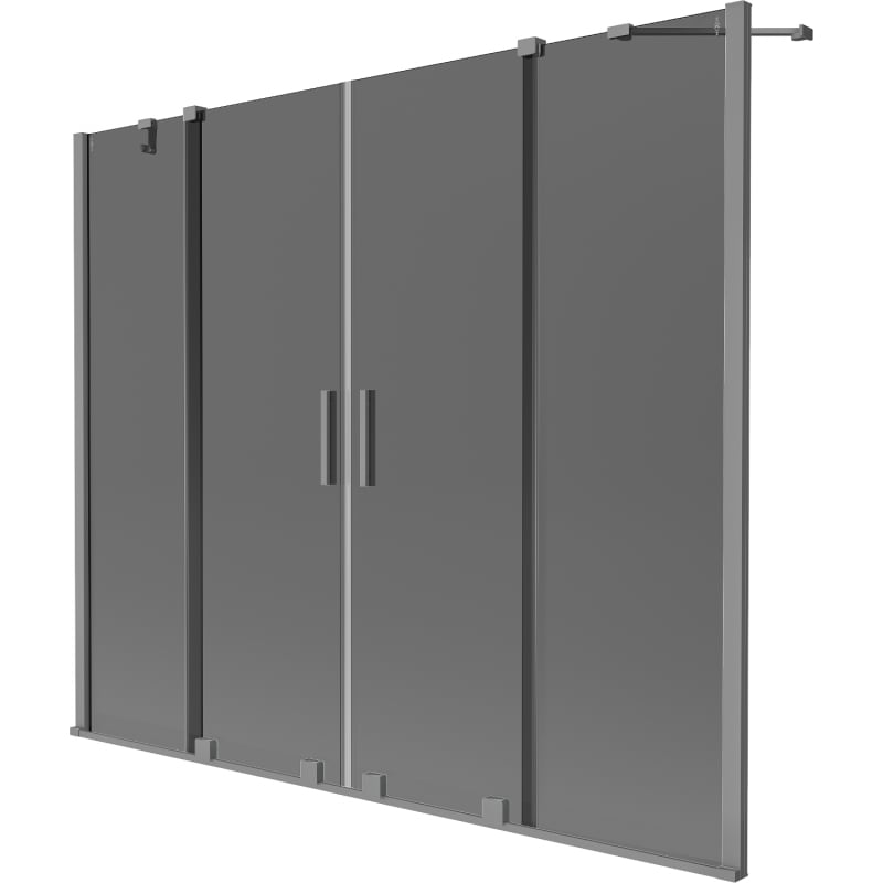 Mexen Velar Zweiteilige Duschtrennwand Duo, verschiebbar, 200 x 150 cm, Graphit, Gun-Metallic - 896-200-000-42-95