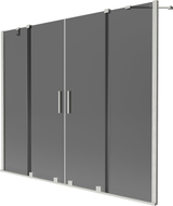 Mexen Velar Duo Badewannenabtrennung 2-teilig verschiebbar 200 x 150 cm, Grafit, gebürstetes Nickel - 896-200-000-42-97