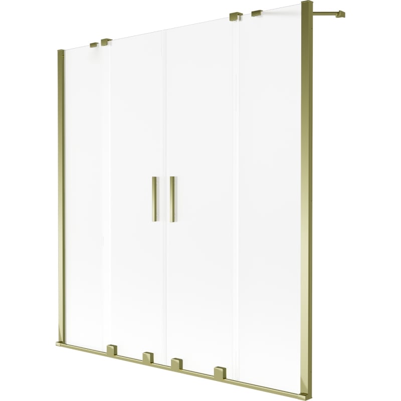 Mexen Velar Duo zweiteilige Badewannenabtrennung, 2-flügelig, 140 x 150 cm, Frost, Gold - 896-140-000-32-50