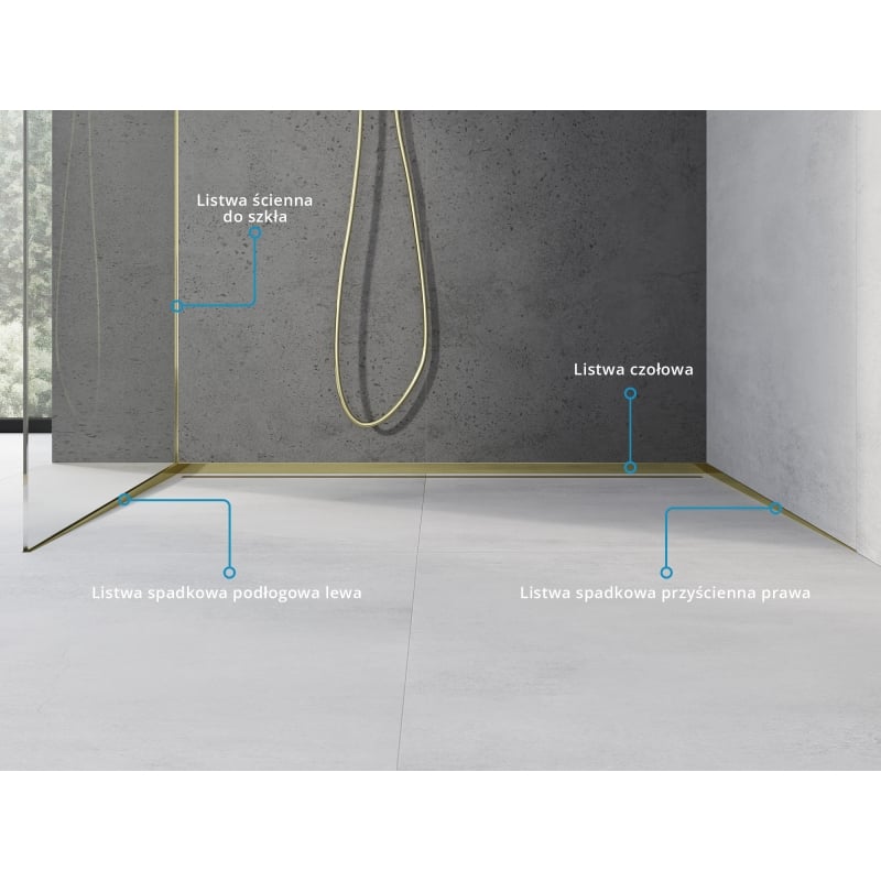 Mexen Line-B Abflussleiste für Glas 180 cm links, gold - 185004180L