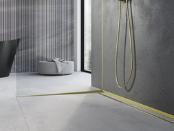 Mexen Line-B Glasablaufschiene 120 cm links, gebürstetes Gold - 185504120L