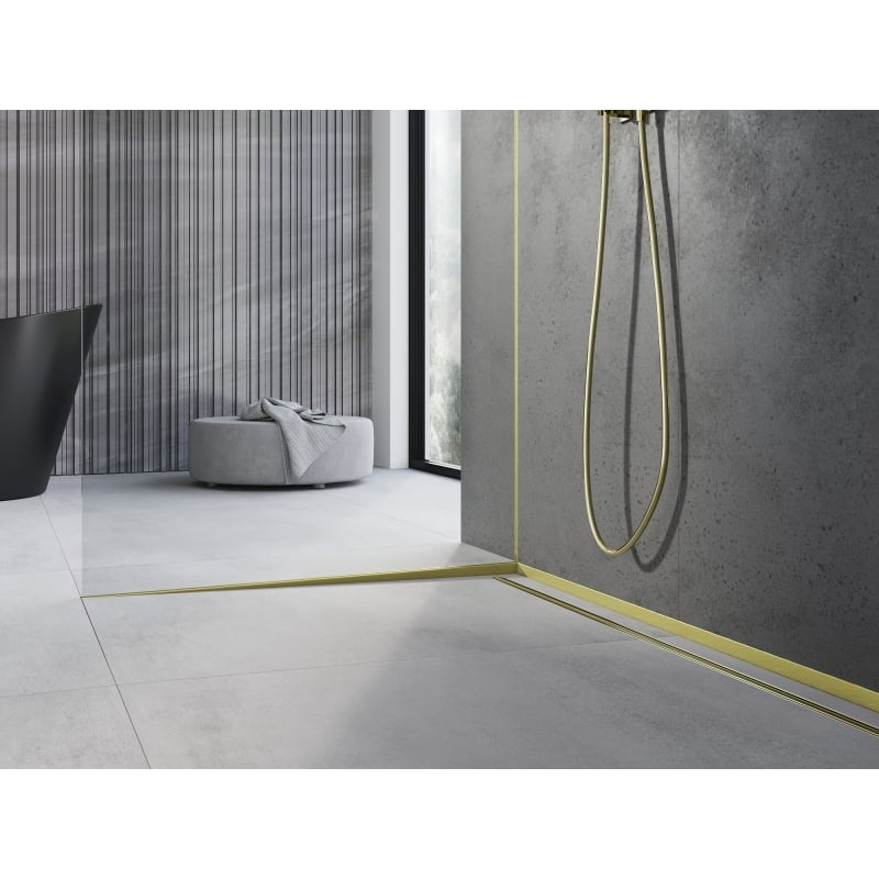 Mexen Line-B Gefälleleiste für Glas 180 cm links, gebürstetes Gold - 185504180L