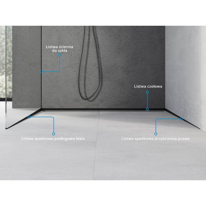 Mexen Line-B Gefälleleiste für Glas 180 cm links, schwarz - 187004180L