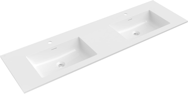 Mexen Otis Doppelwaschbecken für den Einbau in die Arbeitsplatte 161 x 46,5 cm, weiß glänzend - 25181600D