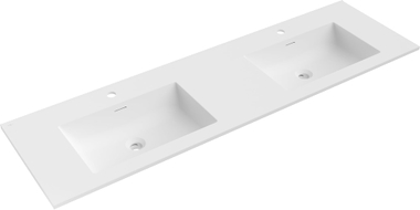 Mexen Otis doppelte, in die Arbeitsplatte eingelassene Waschbecken 161 x 46,5 cm, weiß matt - 25181601D