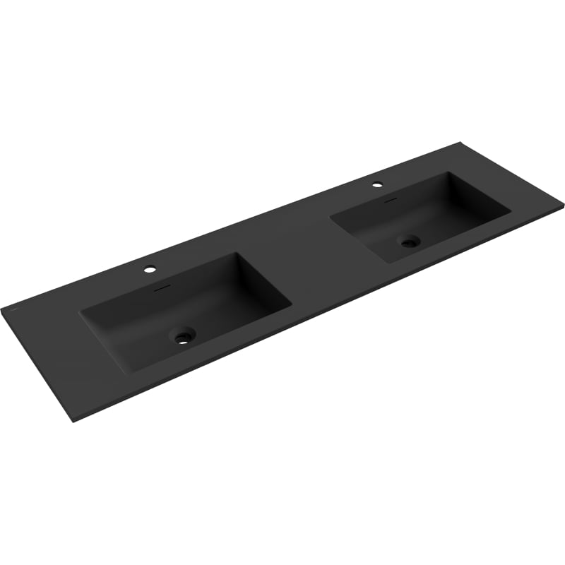 Mexen Otis Doppelwaschbecken Einbau in die Arbeitsplatte 161 x 46,5 cm, schwarz matt - 25181671D