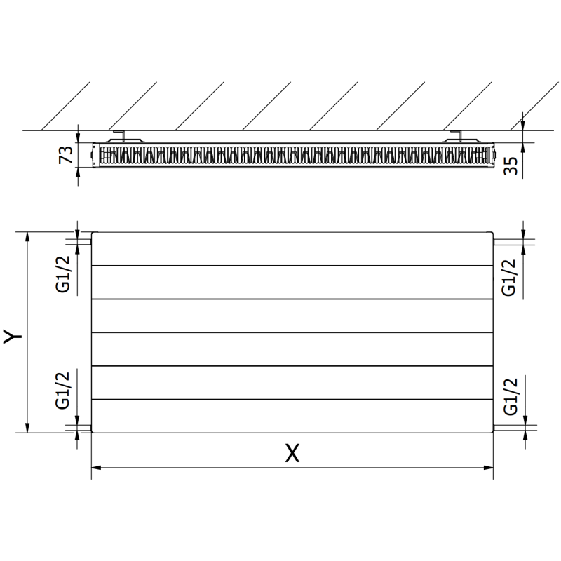 Mexen Line CL21 Plattenheizkörper 300 x 500 mm, Seitenanschluss, 315 W, weiß - W421L-030-050-00