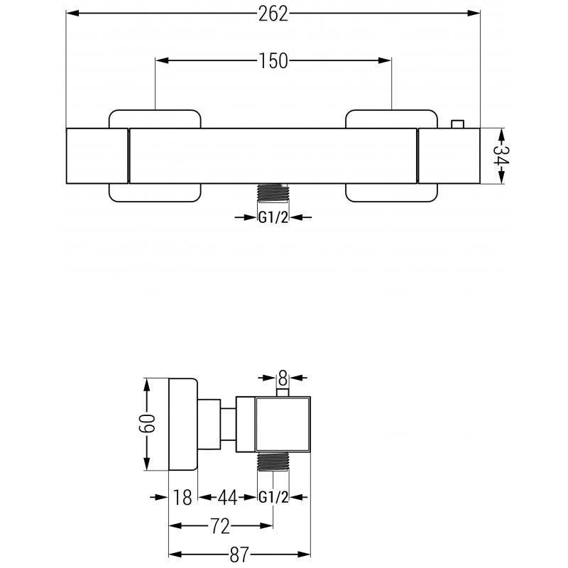 Mexen Cube thermostatische Duscharmatur, Gold - 77200-50
