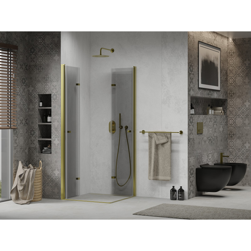 Mexen Lima Duo Faltbare Duschkabine 70 x 70 cm, transparent, gold - 856-070-070-50-00-02