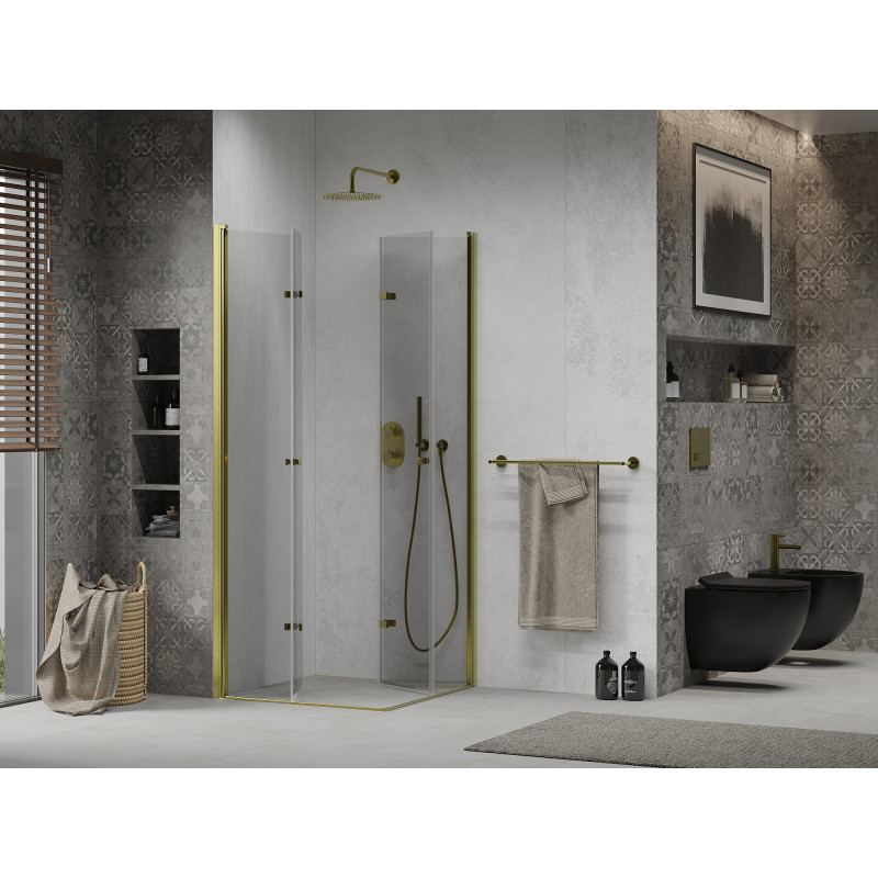 Mexen Lima Duo faltbare Duschkabine 80 x 80 cm, transparent, gold - 856-080-080-50-00-02