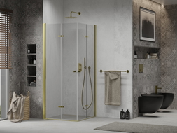 Mexen Lima Duo faltbare Duschkabine 100 x 100 cm, transparent, gold - 856-100-100-50-00-02