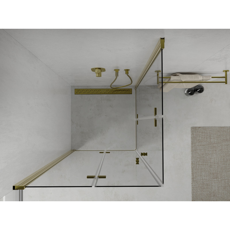 Mexen Lima Duo Duschkabine faltbar 100 x 100 cm, transparent, gold - 856-100-100-50-00-02