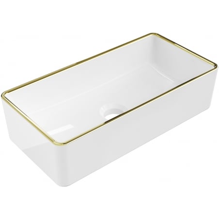 Mexen Nadia Aufsatzwaschbecken 46 x 23 cm, weiß/goldener Rand - 21614605