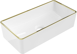 Mexen Nadia Aufsatzwaschbecken 46 x 23 cm, weiß/goldener Rand - 21614605
