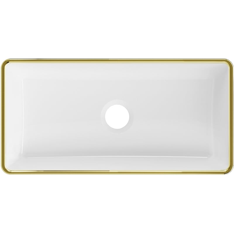 Mexen Nadia Aufsatzwaschbecken 46 x 23 cm, weiß/goldener Rand - 21614605