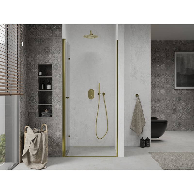 Mexen Lima faltbare Duschabtrennung 70 cm, transparent, gold - 856-070-000-50-00