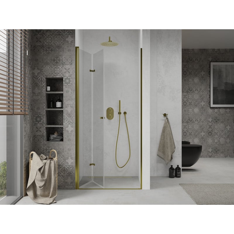 Mexen Lima faltbare Duschabtrennung 70 cm, transparent, gold - 856-070-000-50-00