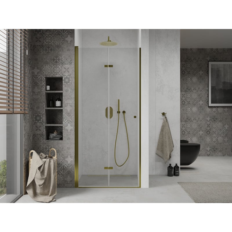 Mexen Lima Faltbare Duschwand 80 cm, transparent, gold - 856-080-000-50-00