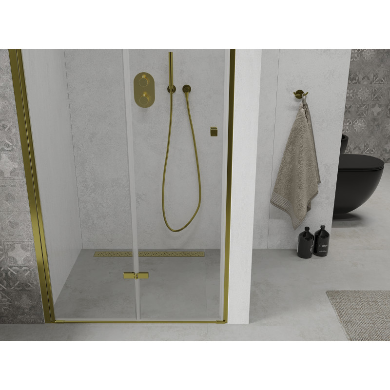 Mexen Lima Faltbare Duschwand 80 cm, transparent, gold - 856-080-000-50-00
