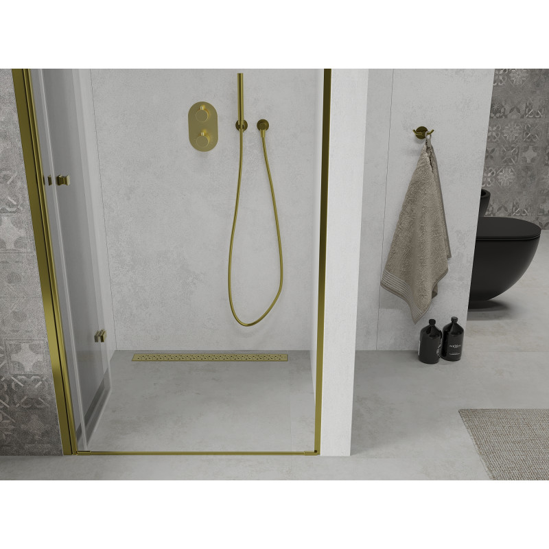 Mexen Lima Faltbare Duschwand 80 cm, transparent, gold - 856-080-000-50-00
