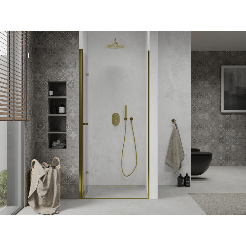 Mexen Lima faltbare Duschabtrennung 100 cm, transparent, gold - 856-100-000-50-00