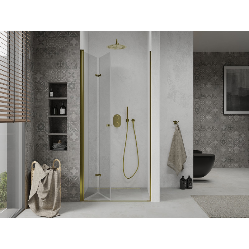 Mexen Lima faltbare Duschabtrennung 100 cm, transparent, gold - 856-100-000-50-00