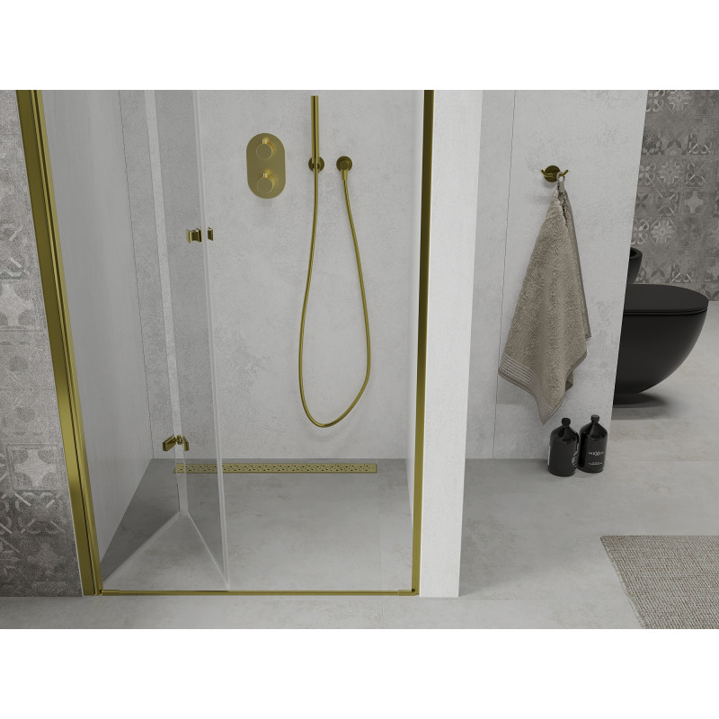 Mexen Lima faltbare Duschabtrennung 100 cm, transparent, gold - 856-100-000-50-00