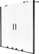 Mexen Velar Duo Badewannenabtrennung, 2-teilig, verschiebbar, 140 x 150 cm, Milchglas, schwarz - 896-140-000-32-70