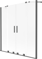 Mexen Velar Duo Badewannen-Faltwand, 2-flügelig, Schiebewand, 140 x 150 cm, Milchglas, Gun Metal - 896-140-000-32-95