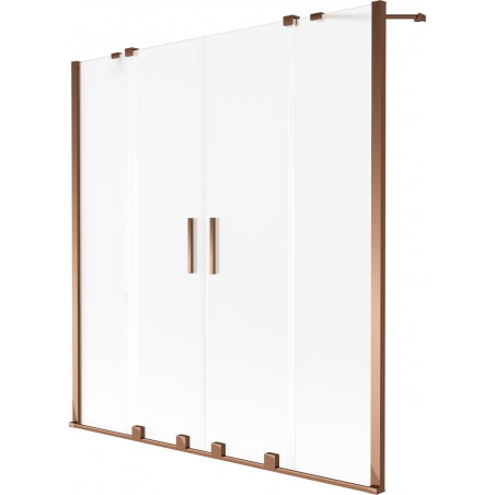Mexen Velar Duo 2-teilige, schieb- und faltbare Badewannenabtrennung 160 x 150 cm, Milchglas, Roségold - 896-160-000-32-60