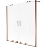 Mexen Velar Duo 2-teilige, schieb- und faltbare Badewannenabtrennung 160 x 150 cm, Milchglas, Roségold - 896-160-000-32-60