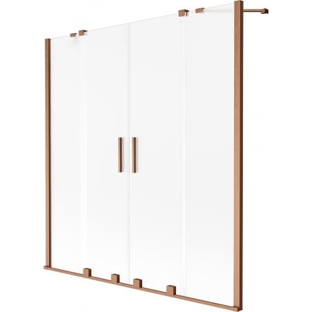 Mexen Velar Duo Badewannenabtrennung 2-flügelig verschiebbar 160 x 150 cm, Frost, gebürstetes Kupfer - 896-160-000-32-65