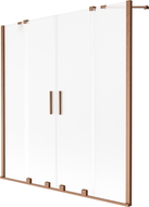 Mexen Velar Duo Badewannenabtrennung 2-flügelig verschiebbar 160 x 150 cm, Frost, gebürstetes Kupfer - 896-160-000-32-65