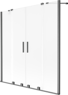 Mexen Velar Duo Badewannenabtrennung 2-flügelig verschiebbar 160 x 150 cm, mattiert, gebürstet gun gray - 896-160-000-32-66