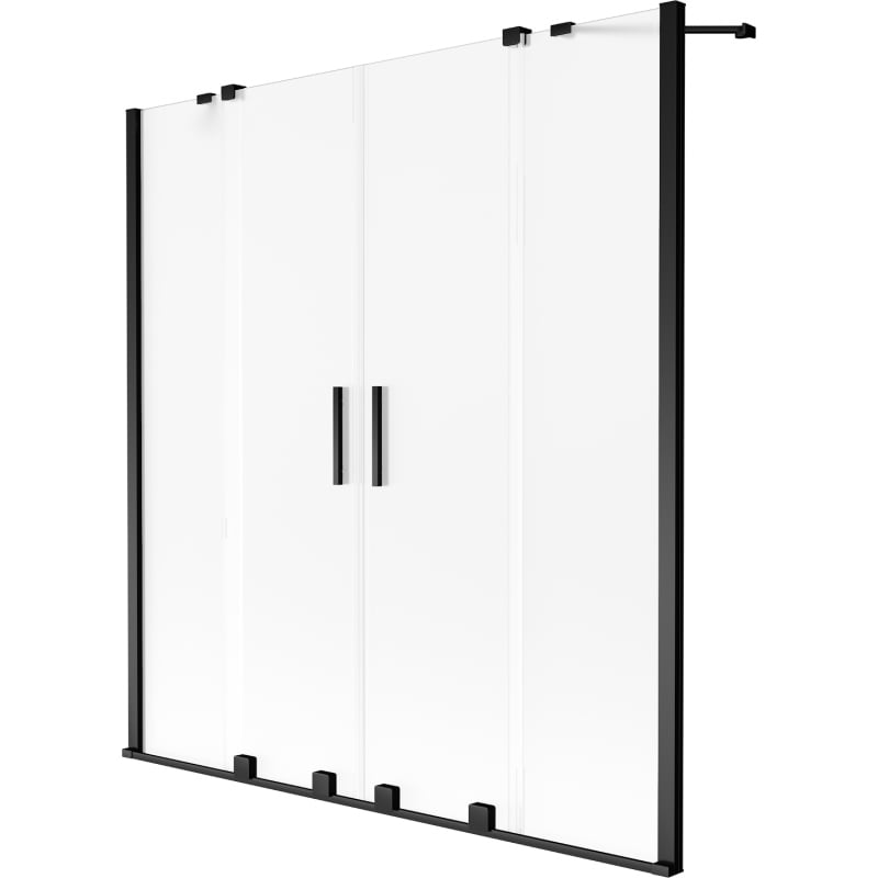 Mexen Velar Duo Badewannenwand 2-flügelig verschiebbar 160 x 150 cm, matt, schwarz - 896-160-000-32-70