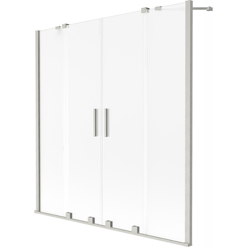 Mexen Velar Duo Badewannenfaltwand 2-flügelig, verschiebbar 160 x 150 cm, matt, gebürsteter Nickel - 896-160-000-32-97
