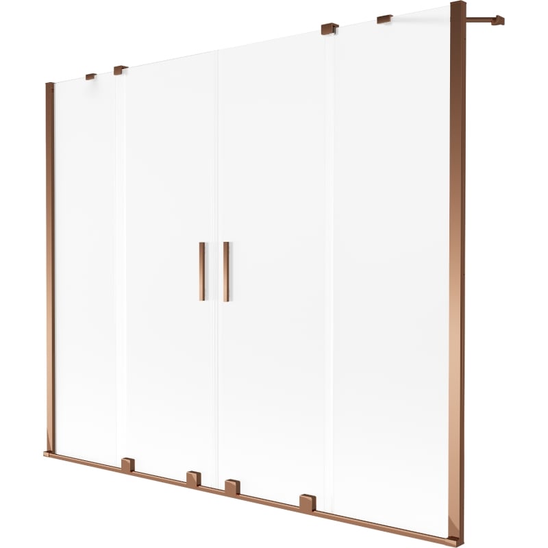 Mexen Velar Duo Badewannenfaltwand, 2-flügelig, verschiebbar, 170 x 150 cm, matt, roségold - 896-170-000-32-60
