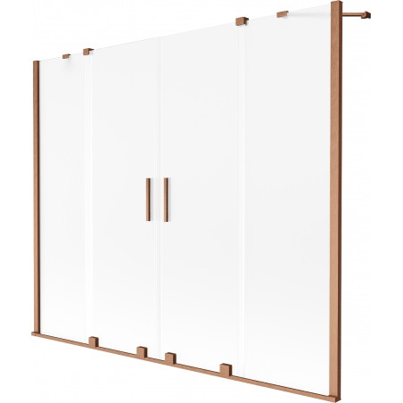 Mexen Velar Duo Badewannenabtrennung 2-flügelig, verschiebbar 170 x 150 cm, Mattglas, gebürstetes Kupfer - 896-170-000-32-65