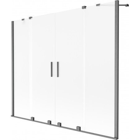 Mexen Velar Duo Badewannenparavent 2-flügelig verschiebbar 170 x 150 cm, matt, gebürstetes Gun Grey - 896-170-000-32-66