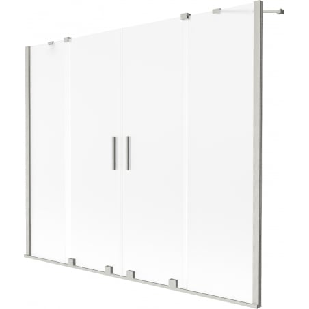 Mexen Velar Duo Badewannenabtrennung 2-flügelig, verschiebbar 170 x 150 cm, Mattglas, gebürsteter Nickel - 896-170-000-32-97