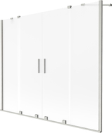Mexen Velar Duo Badewannenabtrennung 2-flügelig, verschiebbar 170 x 150 cm, Mattglas, gebürsteter Nickel - 896-170-000-32-97